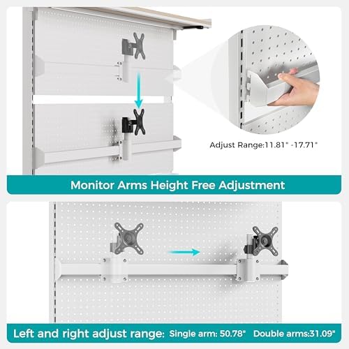 EUREKA ERGONOMIC Desk Pegboard Dual Monitor Stand 59x34 White