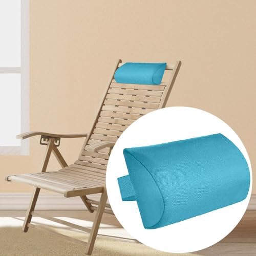 Head Pillow Recliner Headrest Pillow Portable with Strap Neck Cushion for Armchairs Folding Chairs Beach Chairs, Lake Blue