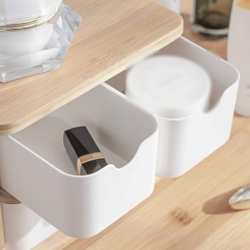 Amagogo Drawer Storage Organizer Bamboo Desktop Storage Box Multi-Compartment Design Removable Drawers Rounded Corners Suitable for Bedroom Counter