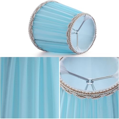 Fuloon Chandelier Lamp Shades, Clip on Small Sconce Lamp Shades, Suit for Candelabra Bulbs in Modern/European/French Country/Farmhouse Decoration, 3.5x4.3x4.9 in(6 Pack, Chiffon Blue)
