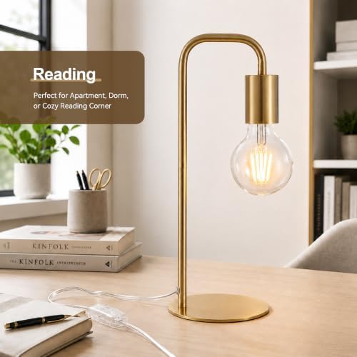 Industrial Modern Bronze Table Lamp 13.5", for Desk or Bedside