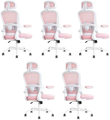 5 Pack Ergonomic Office Chair,Ultra Thick Spring Cushion Desk Chair,Pink