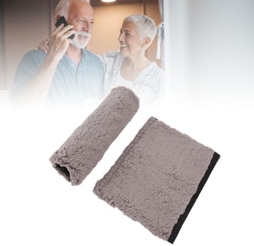Brrnoo Sheepskin Chair Armrest Pad, Fleece Armrest Cushion for Chairs, Enhanced Comfort and Skin Protection Armrest Protector for Home or Office Use Fits Most Chairs (Grey)