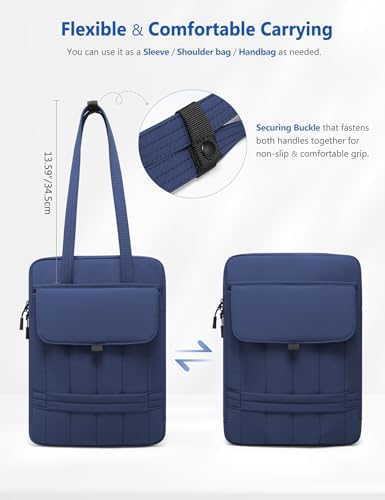 HYZUO 13.3-14 Inch Puffy Laptop Case Sleeve Padded Handbag, Navy Blue