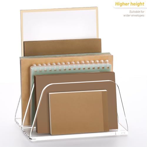 SANRUI Acrylic Mail Organizer for Desk, Mail Holder with 2-Slot, Clear