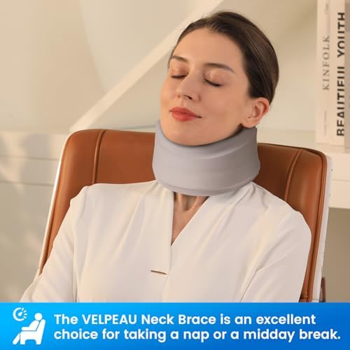 Velpeau Cervical Collar Neck Brace for Neck Pain and Strong Support, Grey M