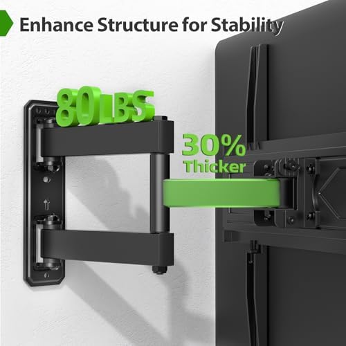 USX MOUNT Swivel TV Wall Mount for 26-60 Inch TVs up to 80 lbs, Single Articulating Arm, Full Motion TV Wall Mount Bracket with Swivel and Tilt, Max VESA 400x400mm (Pack of 2)