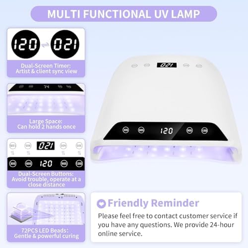 2026 Upgraded UV Nail Lamp for Gel Polish, 【4-Timer & Auto Sensor】 Professional Gel Cure Lamp, 【Big Cavity Design】 Advanced Rechargeable Nail Lamp for Travel & Home Manicure