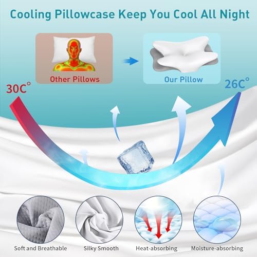 Cervical Neck Pillow for Pain Relief - Ergonomic Side Sleeper Pillow(White)