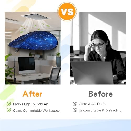 Large Size 52''Office Cubicle Shade Cubicle Desk LightShield to Block Anti-Glare Cover Light Sensitive Professionals Cubicle Light Quick Install Shading LightShade with Clamp(Patent Pending)