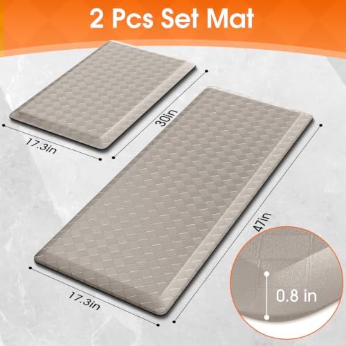 TranquilRelax 4/5 Inch Cushioned Anti Fatigue Kitchen Mats for Floor, Taupe