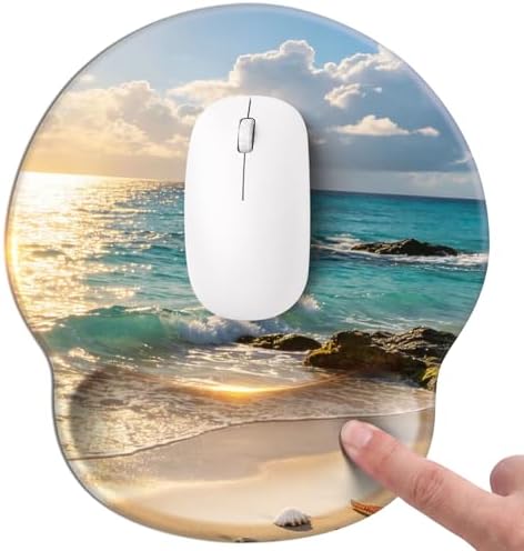 Mouse pad with Wrist Rest,Relieving Pain Memory Foam Computer pad, Ergonomic Desktop Mouse, Silicone Material Mouse pad, with Non-Slip PU Base (The sea)