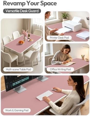 YSAGi Leather Desk Pad Protector, Office Desk Mat, Large Mouse Pad, Non-Slip PU Leather Desk Blotter, Laptop Desk Pad, Waterproof Desk Writing Pad for Office and Home (Pale Mauve,55" x 17.2")