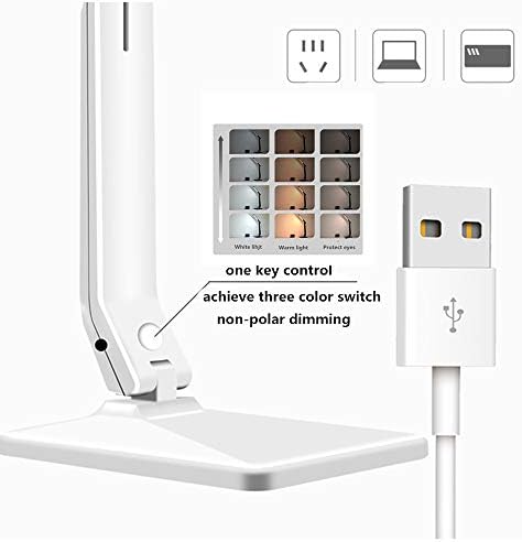 LED Desk Lamp One Key Touch Control Eye-Caring Table Lamps 3 Color Modes Non-Polar Dimmable Foldable for Study Office Bedroom Gift (Black)