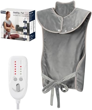 Heating Pad for Back Neck and Shoulder, Light Grey, 21"×37"