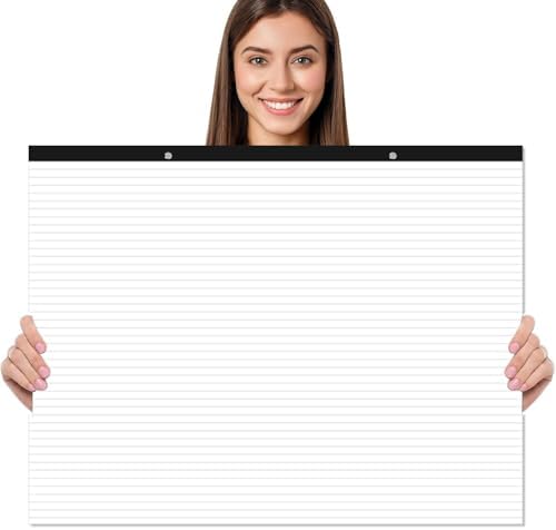 Yaridar Large Lined Paper Pad - 22" x 17" Ruled Notepad, 50 Sheets/100 Pages Legal Pads, 100 gsm White Paper Notepad Desk Pad for School, Home, Office, Business