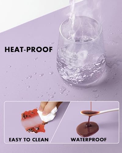 YSAGi Double-Sided Desk Pad, 23.6"x13.7"Leather Desk Mat, Eco Cork Desk Pad Protector,Large Mouse Pad,Waterproof Desk Blotter for Office/Home(Light Purple)