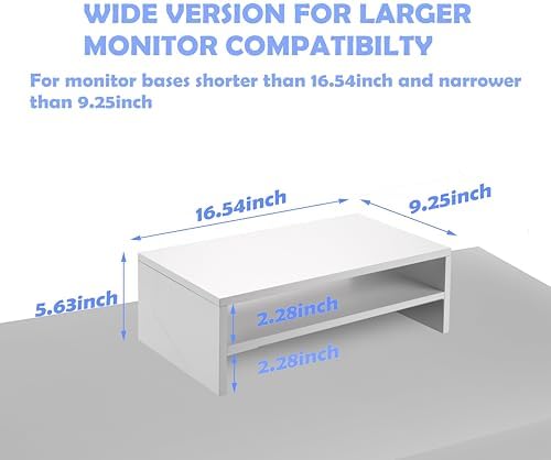 White Monitor Stand Riser For Desk Organizer Desktop Printer/ Laptop Storage Shelf