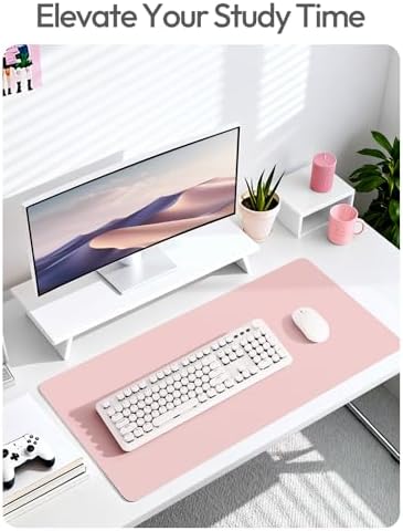 YSAGi Leather Desk Protector, Office Mat, Large Mouse Mat, Non-Slip PU Leather Blotter, Laptop Desk Mat, Waterproof Writing Pad for Office and Home(Light Pink, 63" x 24")