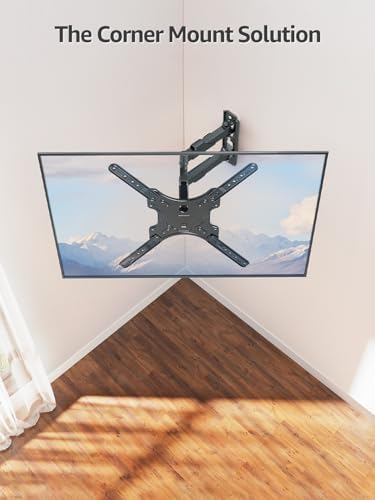 MOUNTUP Full Motion TV Wall Mount for Most 26-60 Inch TVs, Max VESA 400x400mm Wall Mount TV Bracket with Swivel Tilting Extension Level Adjustment for LED LCD Flat Curved TVs Up to 77 LBS, MU0018