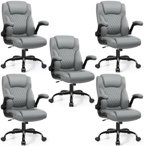 Leather Office Chair, PU Home Computer Desk Chairs with Ergonomic Back Support, 360°Swivel Free，Small Gaming Chair with Wheels and Adjustable Armrests, for Short People Use