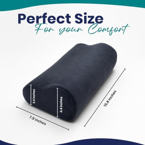 Memory Foam Headrest Pillow for Recliner – B-Shaped Neck Pillow with Stabilizer Strap, Soft Plush Fabric - Ultimate Neck Support and Pain Relief (Midnight)
