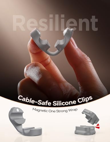 FLYLEAD 8-Pack Silicone Cord Organizer Magnetic Cable Clips, Adhesive