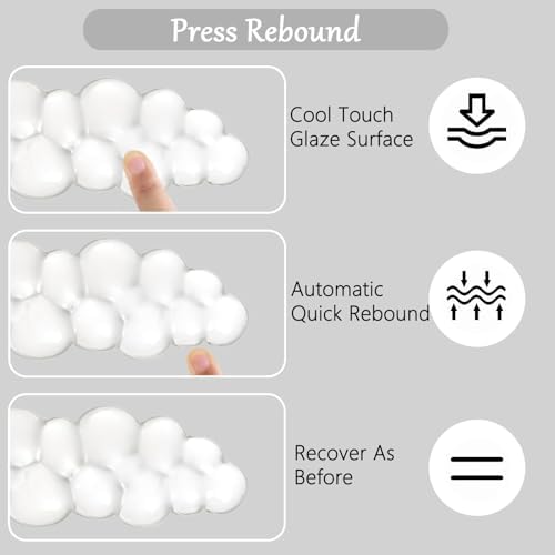 Gel Cloud Keyboard and Mouse Wrist Rest Set Transparent Acrylic Tilt Computer Keyboard Stand with Wrist Rest Ergonomic Silicone Mouse Wrist Pad for Keyboard Riser Holder for Desktop White 60%68% 75%