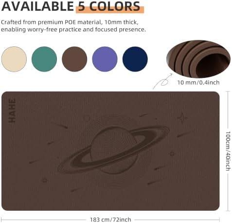 HAHE Extra Wide Yoga Mat, 72"x40"x0.4"Thick, Large Exercise Mats