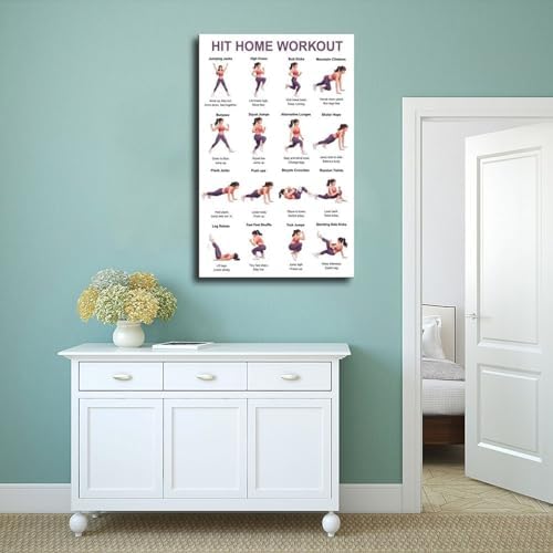 Home Workout Full Body No Equipment Cardio Chart 16 Exercises Canvas Poster Bedroom Decor Room Decor Frame 24x36inch