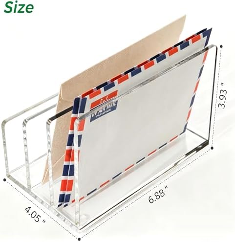Clear Acrylic 3 Compartment Mail & Letter Organizer for Desk