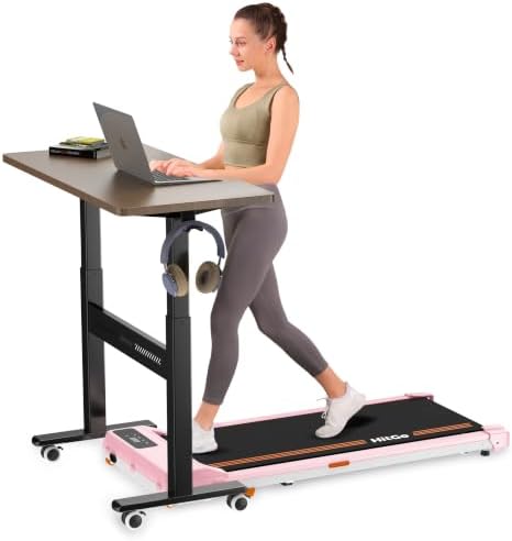 HitGo Mobile Standing Desk with Wheels, Pneumatic Height Adjustable Desk