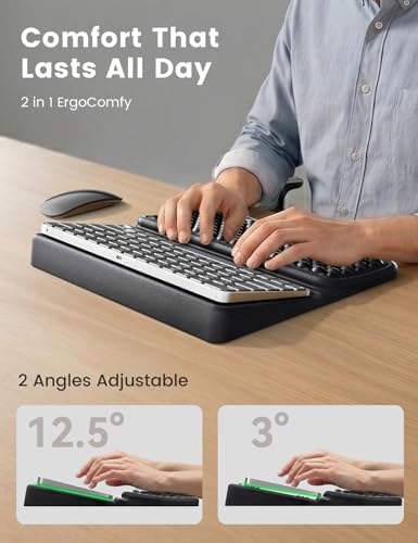 Vaydeer Keyboard Wrist Rest, Keyboard Stand with Wrist Support, Soft Memory Foam Ergonomic Riser for 60%-65% Keyboard Holder Tilt Lift for Carpal Tunnel, Office Gaming Computer Typing Hand Arm Cushion