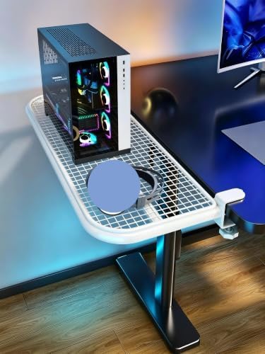 Desk Extender Tray, 23.6" x 9.8" Clamp On Desk Shelf Metal Desk Extension