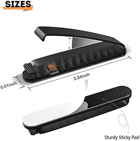 pzoz Cable Clips, 3 Pack Cord Organizer Charger Cable Management for Organizing Home Office Desk Phone Car Wire, Self Adhesive Cord Holders (Black)