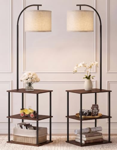 Floor Lamp with Table 2-Pack, Nightstands End Side Table for Living Room
