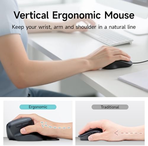 SANWA Wireless Ergonomic Mouse for Large Hands with Wrist Rest, Black