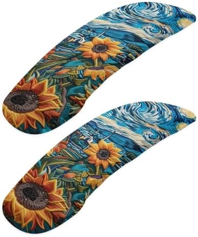 2 Pieces Chair Armrest Slipcovers, Sunflowers Print Office Chair Arm Pad Covers, Skin Friendly Stretchy Office Chair Armrest Covers for Men Women