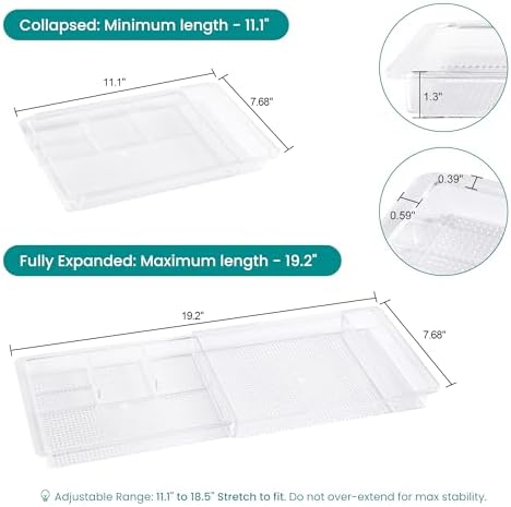 Oubonun Expandable Shallow Vanity Plastic Makeup Drawer Organizers, 4 Pack