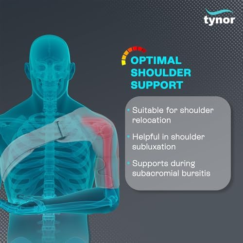 TYNOR Shoulder Brace for Torn Rotator Cuff Shoulder Compression Sleeve Wrap for Men & Women,Dislocation,Stability&Recovery Shoulder Support Adjustable Fits Left & Right Arm Sling,One Size(Grey),1 Unit