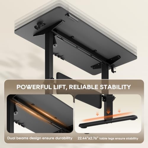 MALOL 47" x 24" Electric Standing Desk with Adjustable Footrest, Black
