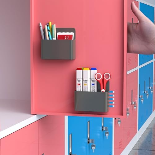 Magnetic Dry Erase Marker Holder, Magnetic Pen Holder Whiteboard Pen Holder Dry Erase Marker and Eraser Organizer,Powerful Neodymium Magnets 4pcs (Grey)