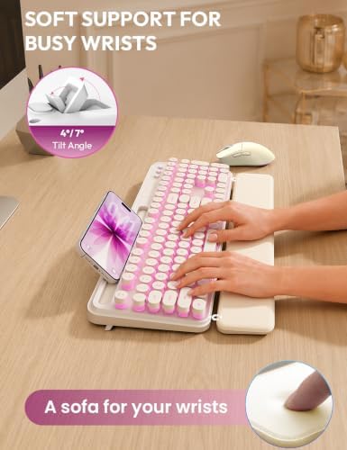 Wireless Keyboard and Mouse, Backlit Typewriter with Magnetic Wrist Rest