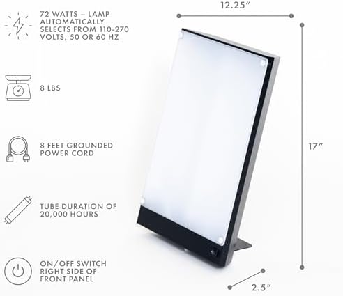 Northern Light Technologies Boxelite - 10000 Lux Light Therapy Lamp - Full Spectrum Lightbox Therapy Light for Natural Mood and Energy Enhancement, Sunlight Desk Lamp, Black