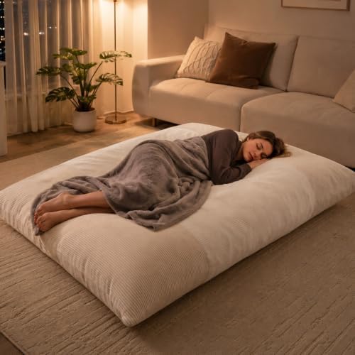 HUGHEAVEN Giant 3-in-1 Bean Bag Chair (76"x55") Oversized Floor Sofa Couch
