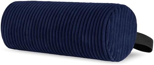 HIGOGOGO Lumbar Roll Lumbar Support Pillow for Office Chairs, Cars, and Gaming Chairs, Back Cushion with Washable Cover & Adjustable Strap to Relieve Back Pain and Improve Posture, 15"x6"x5", Navy
