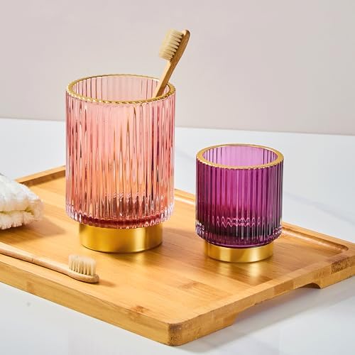 Makeup Brush Holder Organizer,Toothbrush Holders,Desk Pen Pencil Holder,Multifunctional Vintage Glass Brush Cup(A3-16-US)