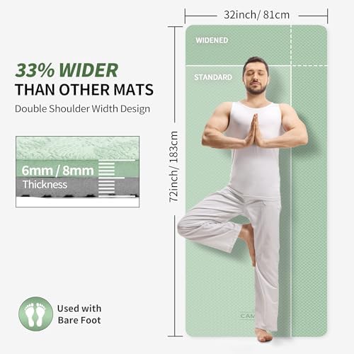 CAMBIVO Extra Wide Yoga Mat for Women and Men (72"/84"x 32"x 1/4") TPE Workout Mat, Non-slip Large Exercise Fitness Mat for Yoga, Pilates, Workout