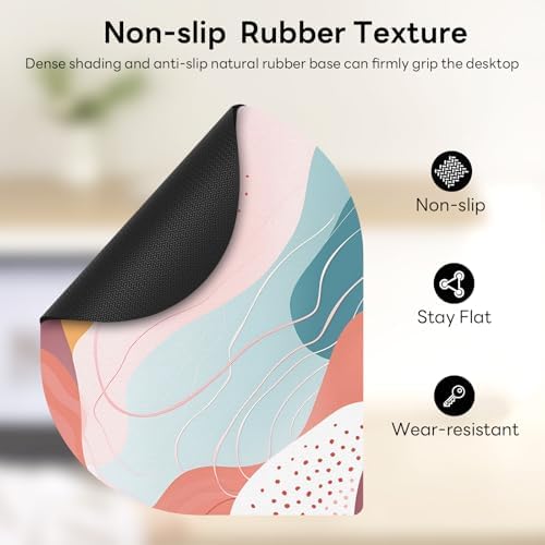 Contoured Oval Mouse Pad 6x8in Non-Slip for Laptop,Boho Lines