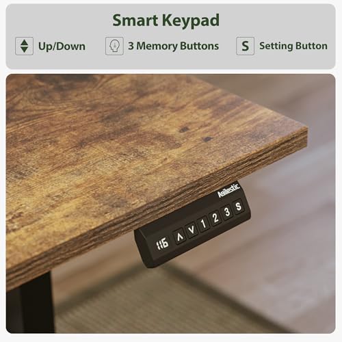 Agilestic 63 x 55 Inch L Shaped Electric Standing Desk, Rustic Brown